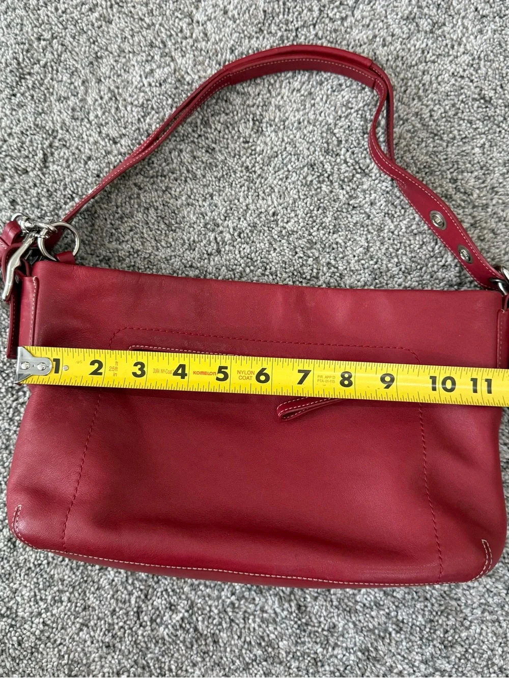 Vintage Coach Red GenuineLeather Y2K Silver Hardware Zip Close Shoulder Bag 1417 - Picture 13 of 15